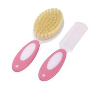 Set Spazzola e Pettine per Bambino,1 set,Spazzola Neonati con Morbide Setole Naturali, Pettine con Punte Arrotondate,regalo perfetto per la registrazione del bambino,Rosa