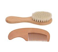 Set spazzola e pettine per capelli per bambini, spazzola per capelli in legno composito e lana, ideale per crosta lattea, essenziale per il bagnetto del neonato