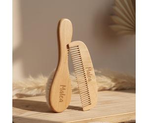 Set spazzola e pettine per neonati in legno con nome | Little Dutch – Senza personalizzazione