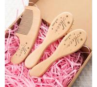 Set Spazzola E Pettine Per Neonati Personalizzata, Spazzola Per Capelli In Legno Con Nome Inciso Personalizzato Per Neonati E Bambini Piccoli, Regalo Per Baby Shower