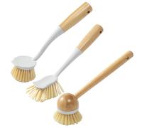Set Spazzola Pentola Legno 3 Pezzi Manico Lungo Cucina Lavapiatti con Raschietto