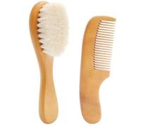 Set spazzola per bambini Set spazzola e pettine per bambini in legno naturale Include capelli e pettine Morbidi capelli per neonato con manico setole di lana Kit per la cura per ragazzo ragazza