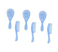 Set Spazzola Pettine per Lavaggio Chioma Bimbi 3 Set Blu | Pp e Nailon, Uso Quotidiano e Sotto la Doccia, Struttura Robusta e Delicata