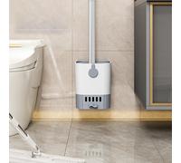 Set Spazzola WC Salvaspazio Supporto a Parete o Pavimento Manico Antispruzzo