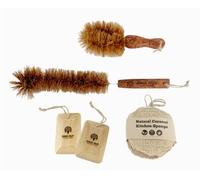 Set spazzole per bottiglie in fibra di cocco con raschietti in bambù e spugne di cocco, Kit per la cucina a zero spreco, Regalo ecologico | Liberi dalla plastica