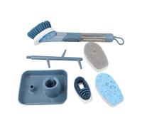 Set Spazzole Pulizia 4in1 per Cucina con Dispenser Sapone e Manico Lungo