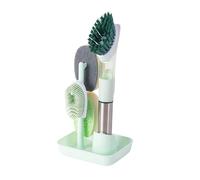 Set Spazzole Pulizia 4in1 per Cucina con Dispenser Sapone e Manico Lungo
