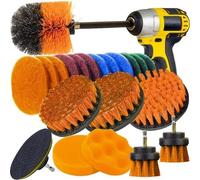 Set Spazzole Spazzola Rotante per Trapano Pulizia Lucidatura Auto Bagno 22 PZ