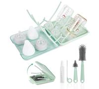 Set Spazzole Viaggio 6 in 1 per Biberon - Kit Pulizia con Spazzola Silicone, Scovolino, Dispenser Sapone e Portabottiglie, Ideale Casa e Trasferte