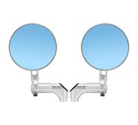 Set Specchietti Retrovisori Moto Per 7/8 22mm Manubrio Terminale Moto Specchietti Con Standard Barra Inserimento Retrovisore(SILVER-BLUE)