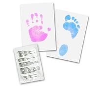 Set speciali di impronte magiche per le impronte di mani e piedi di neonati, bambini e ragazzi fino agli adulti | Dactek (1 x salvietta / 6 x carta speciale, azzurro)