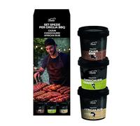 Set Spezie per Griglia BBQ - 3 Miscele Gourmet Cajun, Chimichurri ed African Rub - Rub e Marinature per Carne, Pollo, Pesce e Verdure - Kit Barbecue Artigianale Idea Regalo