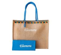 Set spiaggia donna personalizzabile. Borsa mare in Iuta e Telo mare in Microfibra.