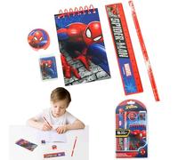 Set Spiderman per bambini Cancelleria formato A5: gomma, matita, righello, temperamatite, libro attività Marvel Avengers, regalo artisti