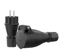 Set spina Schuko e frizione - Robusto IP54 230 V | Spina di contatto di protezione e frizione | Combinazione di gomma plastica | Ideale per uso esterno | Connessione elettrica sicura e durevole