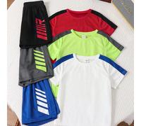 Set sportivo casual classico multicolore con patchwork per bambini e ragazzi giovani, adatto per le lezioni di educazione fisica a scuola, corsa all'aperto, abbigliamento sportivo 6Y,7Y,4Y,5YBlocchi d