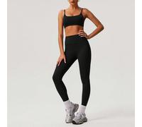 Set sportivo da 2 pezzi per donne, composto da reggiseno sportivo imbottito con colour solido, senza cuciture frontali, design semplice, stile Yoga L Trainingings L,M,S,XLColore unicoTessuto in maglia