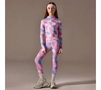 Set sportivo da tre pezzi con stampa sfumata colorata per ragazze pre-adolescenti, comprendente una giacca da track con chiusura lampo completa, una t-shirt girocollo a maniche corte e leggings a vita