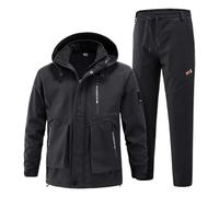 Set sportivo da uomo antivento e impermeabile, giacca Cargo con cerniera casual e versatile con cappuccio e tasche, pantaloni addensati e caldi, tuta alla moda e confortevole per il lavoro, Le Noir, L