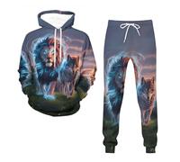 Set sportivo da uomo con stampa leone 3D per il tempo libero, corsa, sport, set da uomo in due pezzi, Halloween 2, M
