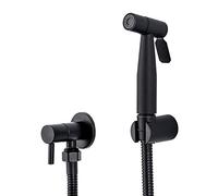 Set spray for bidet nero opaco, spruzzatore a mano Shattaf WC a scomparsa con montaggio a parete rubinetto in acciaio inossidabile 304 maniglia singola