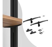 Emuca - Set di 5 supporti per ripiani in legno, pannelli non inclusi, Zamak, Nero strutturato, 5 set