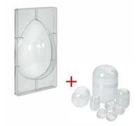 Set Stampo Uovo Cioccolato 1 kg Uova di Pasqua Liscio + 5 Bussolotti SORPRESA
