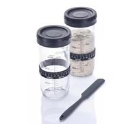 Set starter per pasta madre 2 x 730ml con spatola in silicone di COOLINATO, incl. istruzioni e 4 ricette, tutto l'occorrente per preparare la tua pasta madre e sfornare pani deliziosi