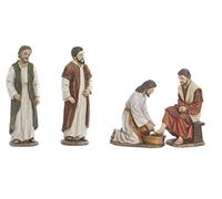 Set Statue Presepe Pasquale Via Crucis Lavanda Dei Piedi 12.5 cm 4 Soggetti in Resina