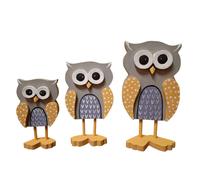 Set statuette Gufi legno soprammobile decorativo