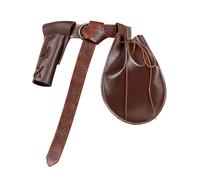 Set Steampunk medievale da 3 pezzi: cintura goffrata, marsupio in pelle e fodero for cosplay, stile motociclista Astuccio Fantasy