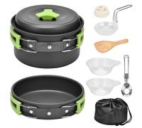 SET STOVIGLIE CAMPEGGIO 10 PEZZI PIEGHEVOLI ESTERNI PER VIAGGI ESCURSIONI