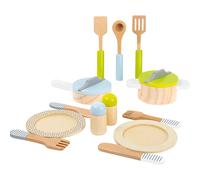 small foot 11098 Dishes and Cookware Set "Play Kitchen" made of wood, perfect ad