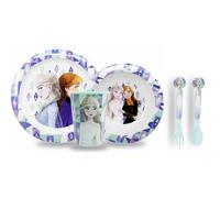 Set stoviglie Frozen Disney in plastica riutilizzabile 5 pezzi piatti bicchiere posate per bambini set pranzo