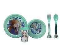 Set stoviglie in plastica riutilizzabile 5 pezzi piatti bicchiere posate per bambini set pranzo (Frozen (2))