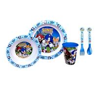 Set stoviglie in plastica riutilizzabile Sonic 5 pezzi piatti bicchiere posate per bambini set pranzo