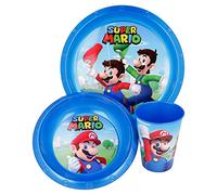 Set Stoviglie Servizio Da Tavola Riutilizzabile Per Bambini 3 Pezzi Con Piatto, Ciotola E Bicchiere Easy 260 ml In Confezione Regalo | Super Mario