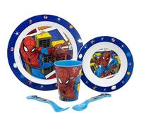 Set stoviglie Spiderman Marvel in plastica riutilizzabile 5 pezzi piatti bicchiere posate per bambini set pranzo