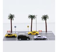 Set stradale in scala 1:64 e accessorio paesaggistico - Scena della strada della città con albero di cocco, supporto per illuminazione a LED, diorama urbano per gli appassionati di modelli