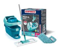 Leifheit Set lavapavimenti mop set Profi XL manico 146 cm rotelle , 1x panno microfibra per tutti i pavimenti, 1x panno elettrostatico, mop lavapavimenti con strizzatore senza chinarsi, Click-System