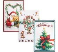 Set Strofinacci natalizi 3pz Canovacci Babbo Natale in cotone Decoro cucina 7150