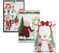 Set Strofinacci natalizi 3pz Canovacci Natale in cotone Decoro Ballerina 7151