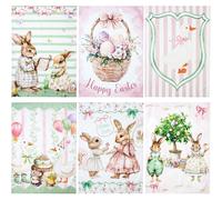 Set Strofinacci pasquali 6pz Canovacci Pasqua in cotone conigli primaverili 7162