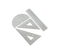 Set strumenti geometria scolastica con righello in plastica, goniometro, quadrato per lezioni matematica e righello multifunzionale per tecnico