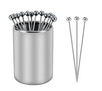Set Stuzzicadenti Metallo Cocktail, 12 Stuzzicadenti da Cocktail Riutilizzabili Acciaio Inossidabile Stuzzicadenti per Antipasti Per Panini, Snack Al Barbecue, Cocktail