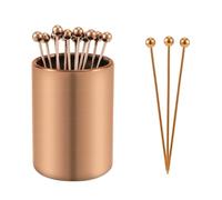 Set Stuzzicadenti Metallo Cocktail, 12 Stuzzicadenti da Cocktail Riutilizzabili Acciaio Inossidabile Stuzzicadenti per Antipasti Per Panini, Snack Al Barbecue, Cocktail (Oro Rosa)