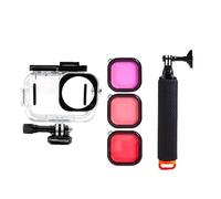 Set subacqueo compatibile con DJI Action 6, custodia subacquea da 70 m, con 3 filtri colorati e impugnatura galleggiante, anti-appannamento, vetro ottico HD, per fotografia subacquea (set da 3 pezzi)