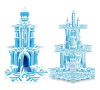 Set, Supporti per cupcake da festa di Natale e inverno: Alzata a 3 piani a tema Frozen e Wonderland invernale per feste di compleanno di principesse, con decorazioni a fiocco di neve e topper a forma