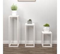 Set Supporti per Piante 3 pz Bianco in Legno Massello di Pino