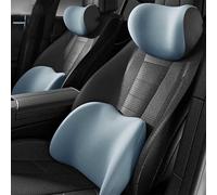 Set Supporto Lombare e Poggiatesta Auto in Memory Foam per BYD Dolphin 2021-2024, Cuscino Lombare Regolabile e Poggia Testa per Auto,Blue